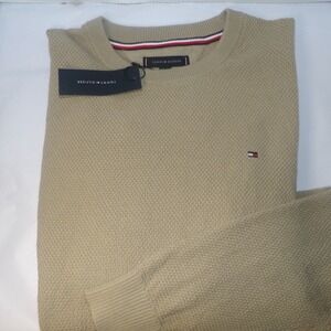 Tommy Hilfiger Men's Textured Crew Neck Sweater Tan Size Large